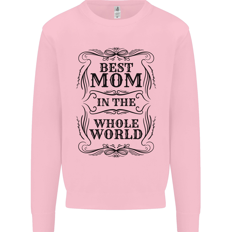 Mothers Day Best Mom in the World Kids Sweatshirt Jumper Light Pink