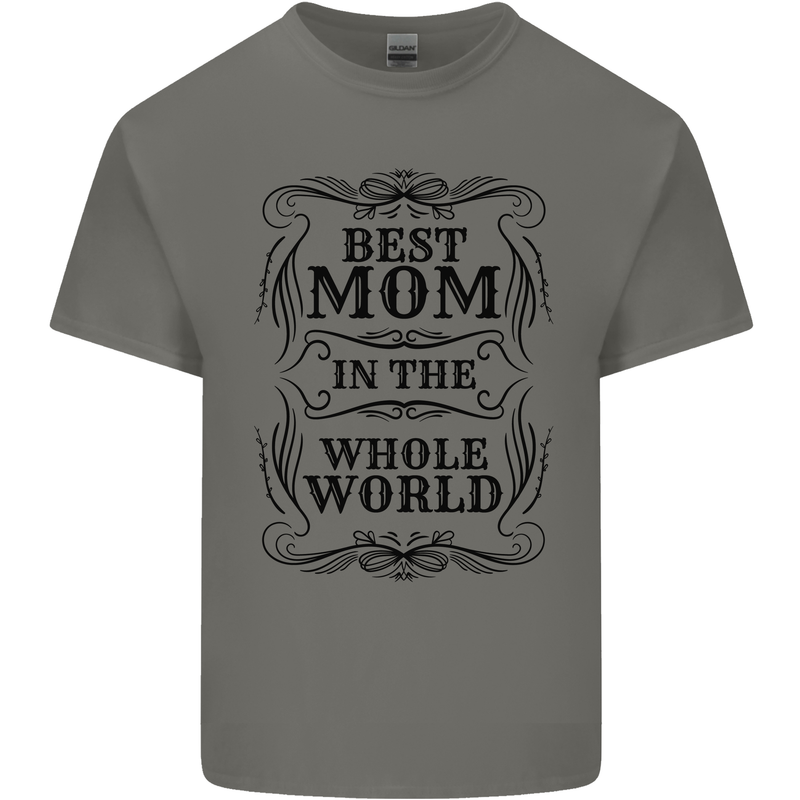 Mothers Day Best Mom in the World Kids T-Shirt Childrens Charcoal