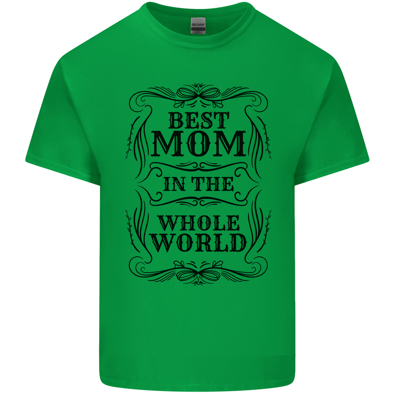 Mothers Day Best Mom in the World Kids T-Shirt Childrens Irish Green