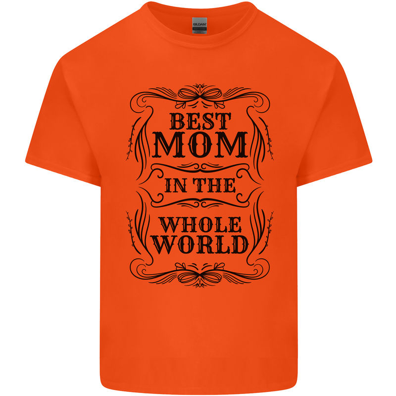 Mothers Day Best Mom in the World Kids T-Shirt Childrens Orange