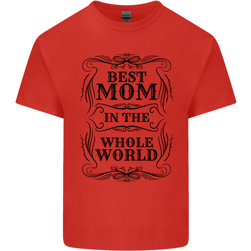 Mothers Day Best Mom in the World Kids T-Shirt Childrens Red
