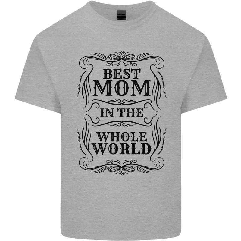 Mothers Day Best Mom in the World Kids T-Shirt Childrens Sports Grey