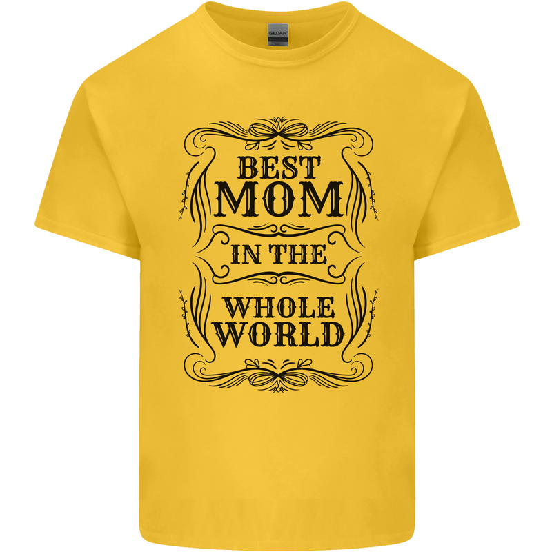Mothers Day Best Mom in the World Kids T-Shirt Childrens Yellow