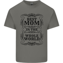 Mothers Day Best Mom in the World Mens Cotton T-Shirt Tee Top Charcoal