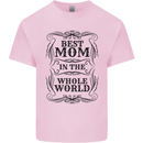 Mothers Day Best Mom in the World Mens Cotton T-Shirt Tee Top Light Pink