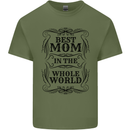 Mothers Day Best Mom in the World Mens Cotton T-Shirt Tee Top Military Green