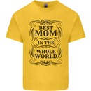 Mothers Day Best Mom in the World Mens Cotton T-Shirt Tee Top Yellow