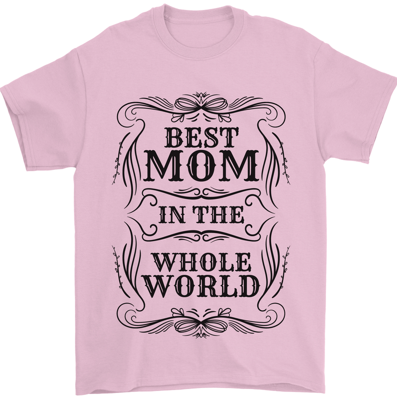 Mothers Day Best Mom in the World Mens T-Shirt 100% Cotton Light Pink