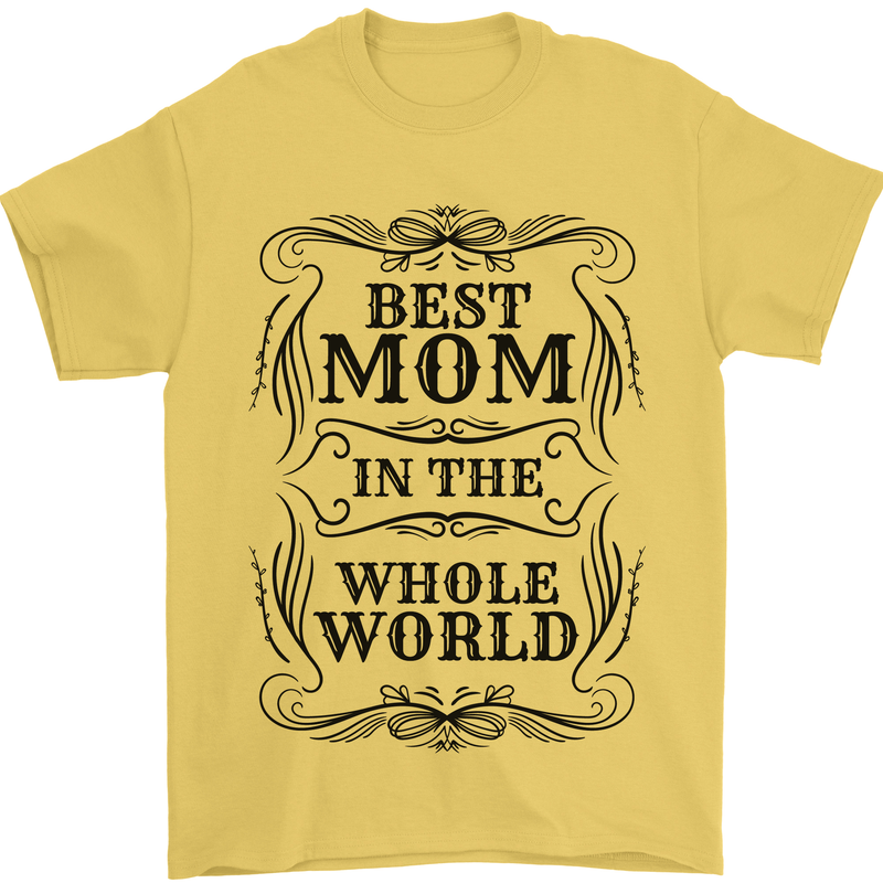 Mothers Day Best Mom in the World Mens T-Shirt 100% Cotton Yellow