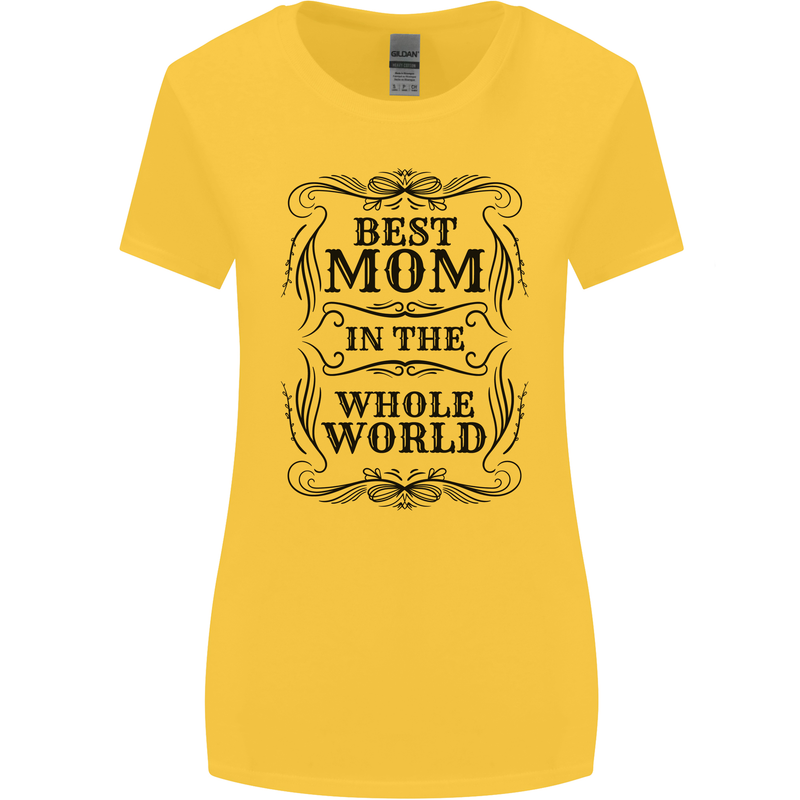 Mothers Day Best Mom in the World Womens Wider Cut T-Shirt Yellow