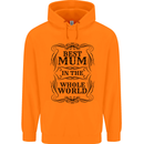 Mothers Day Best Mum in the World Childrens Kids Hoodie Orange