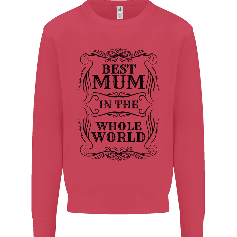 Mothers Day Best Mum in the World Kids Sweatshirt Jumper Heliconia