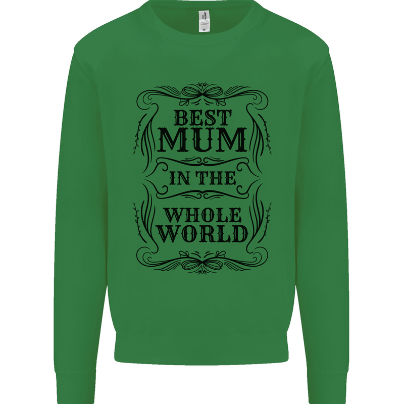 Mothers Day Best Mum in the World Kids Sweatshirt Jumper Irish Green