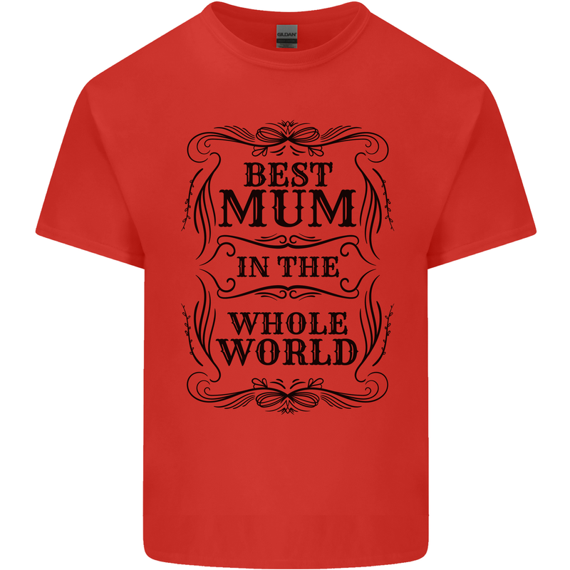 Mothers Day Best Mum in the World Kids T-Shirt Childrens Red