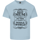 Mothers Day Best Mum in the World Mens Cotton T-Shirt Tee Top Light Blue