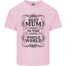 Mothers Day Best Mum in the World Mens Cotton T-Shirt Tee Top Light Pink