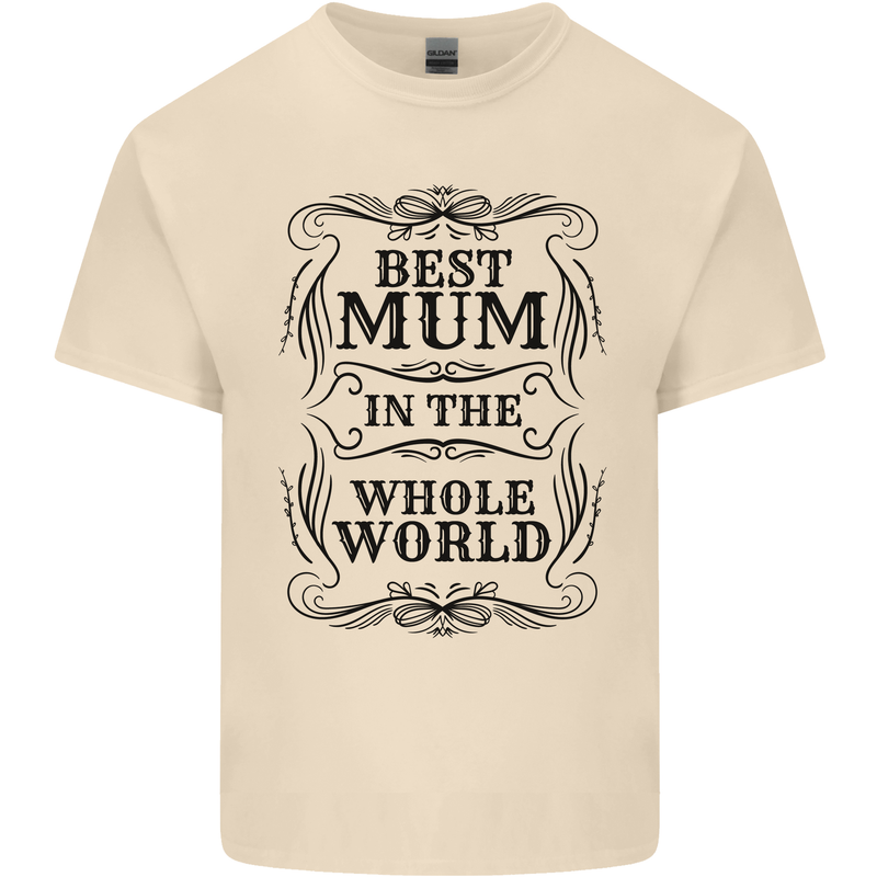 Mothers Day Best Mum in the World Mens Cotton T-Shirt Tee Top Natural