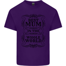 Mothers Day Best Mum in the World Mens Cotton T-Shirt Tee Top Purple