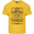 Mothers Day Best Mum in the World Mens Cotton T-Shirt Tee Top Yellow