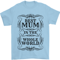 Mothers Day Best Mum in the World Mens T-Shirt 100% Cotton Light Blue