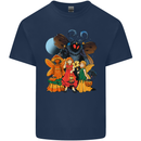 Mothman With Fairies Mens Cotton T-Shirt Tee Top Navy Blue