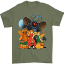 Mothman With Fairies Mens T-Shirt 100% Cotton Military Green