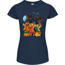 Mothman With Fairies Womens Petite Cut T-Shirt Navy Blue