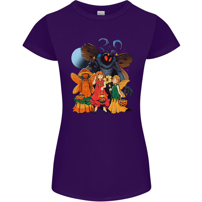 Mothman With Fairies Womens Petite Cut T-Shirt Purple