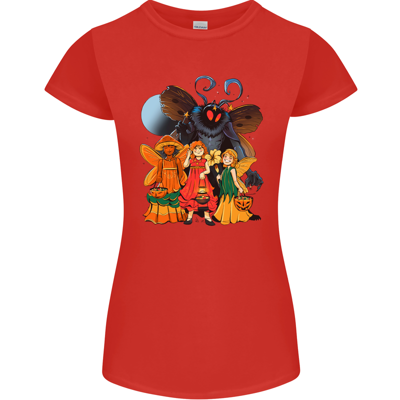 Mothman With Fairies Womens Petite Cut T-Shirt Red