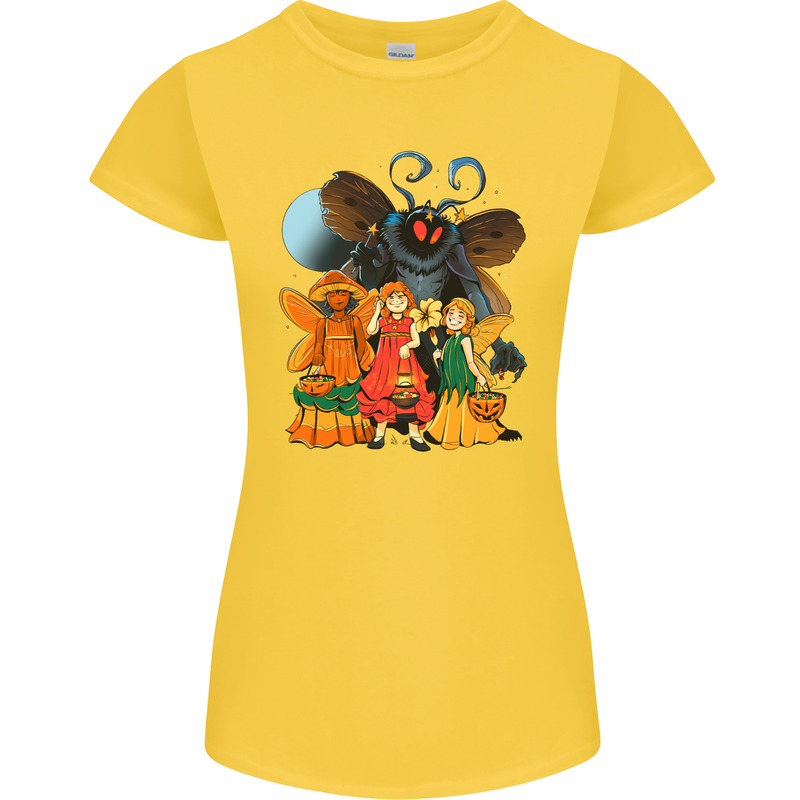 Mothman With Fairies Womens Petite Cut T-Shirt Yellow