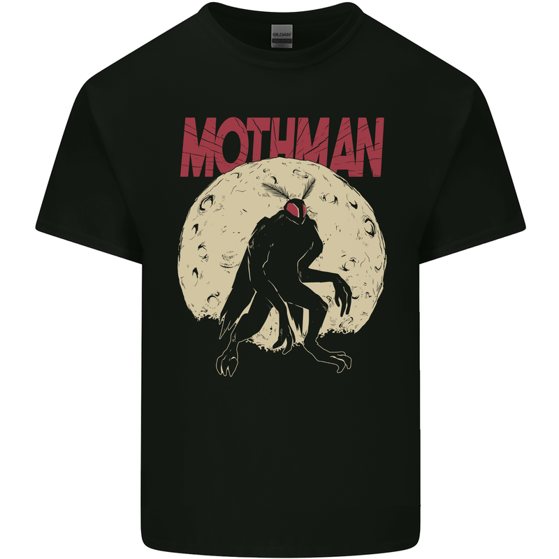 Mothman With Moon Background Kids T-Shirt Childrens Black