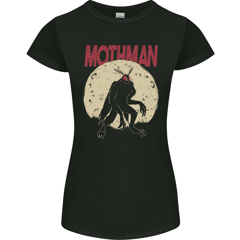 Mothman With Moon Background Womens Petite Cut T-Shirt Black