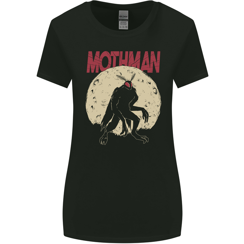 Mothman With Moon Background Womens Wider Cut T-Shirt Black