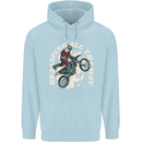Motocross Christmas Santa MotoX Biker Motorcycle Childrens Kids Hoodie Light Blue