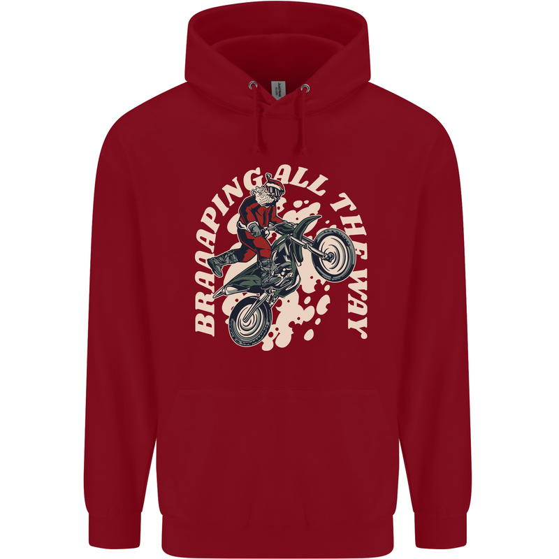 Motocross Christmas Santa MotoX Biker Motorcycle Childrens Kids Hoodie Red