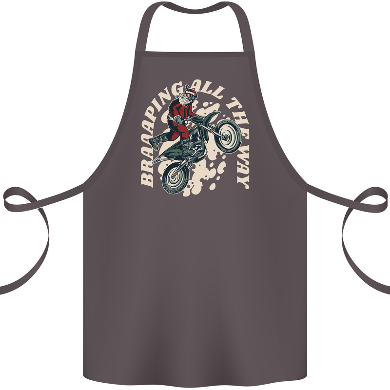 Motocross Christmas Santa MotoX Biker Motorcycle Cotton Apron 100% Organic Dark Grey