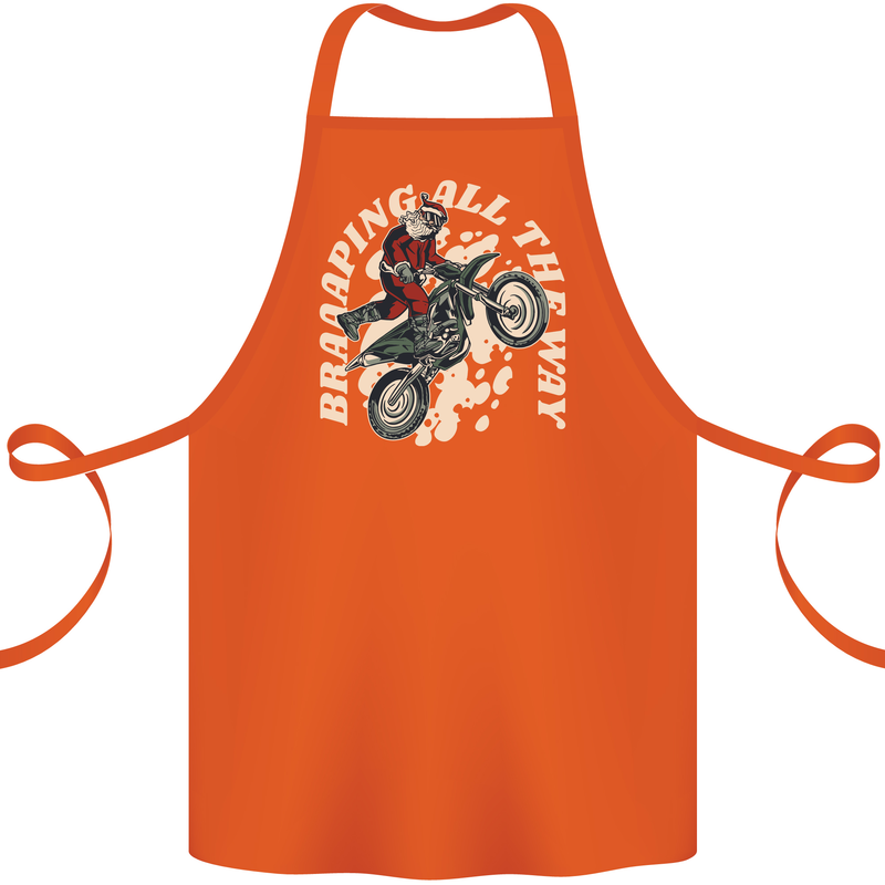 Motocross Christmas Santa MotoX Biker Motorcycle Cotton Apron 100% Organic Orange