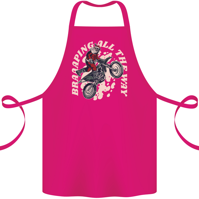 Motocross Christmas Santa MotoX Biker Motorcycle Cotton Apron 100% Organic Pink