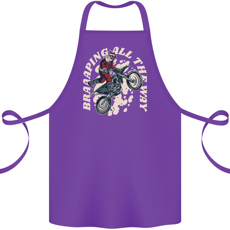 Motocross Christmas Santa MotoX Biker Motorcycle Cotton Apron 100% Organic Purple