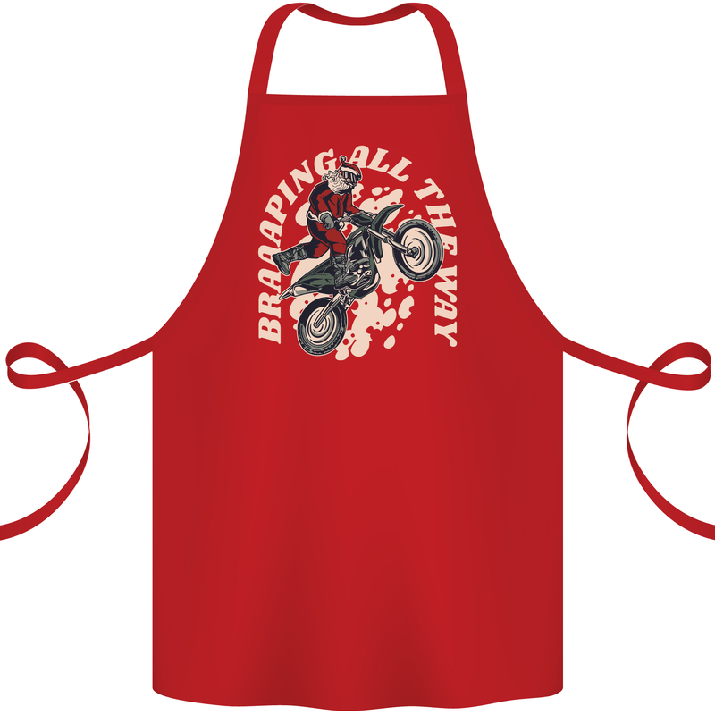 Motocross Christmas Santa MotoX Biker Motorcycle Cotton Apron 100% Organic Red