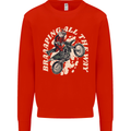 Motocross Christmas Santa MotoX Biker Motorcycle Kids Sweatshirt Jumper Bright Red
