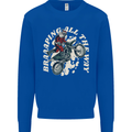 Motocross Christmas Santa MotoX Biker Motorcycle Kids Sweatshirt Jumper Royal Blue