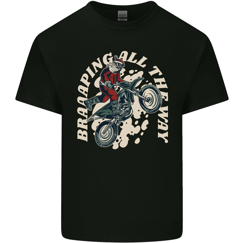 Motocross Christmas Santa MotoX Biker Motorcycle Kids T-Shirt Childrens Black