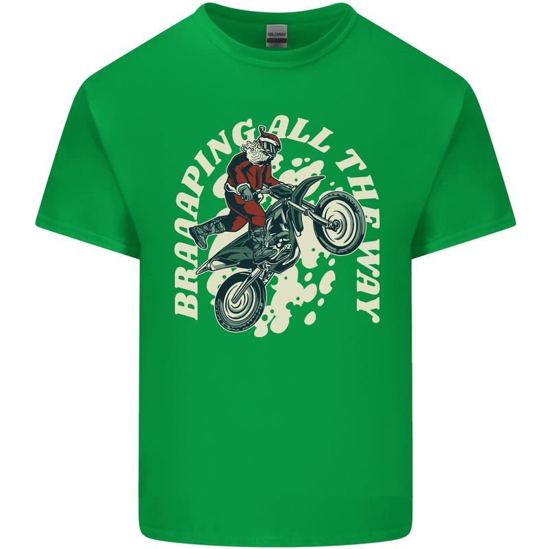 Motocross Christmas Santa MotoX Biker Motorcycle Kids T-Shirt Childrens Irish Green