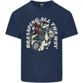 Motocross Christmas Santa MotoX Biker Motorcycle Kids T-Shirt Childrens Navy Blue