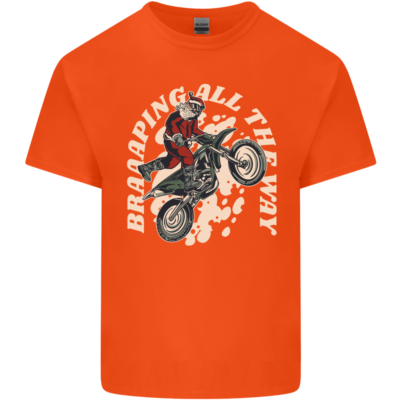 Motocross Christmas Santa MotoX Biker Motorcycle Kids T-Shirt Childrens Orange