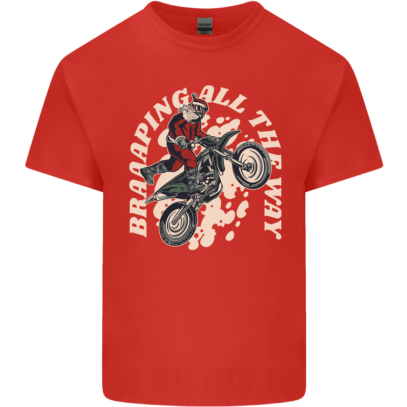 Motocross Christmas Santa MotoX Biker Motorcycle Kids T-Shirt Childrens Red