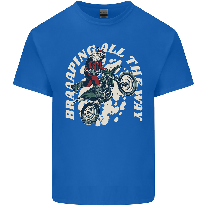 Motocross Christmas Santa MotoX Biker Motorcycle Kids T-Shirt Childrens Royal Blue