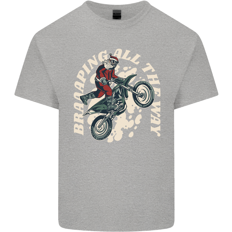 Motocross Christmas Santa MotoX Biker Motorcycle Kids T-Shirt Childrens Sports Grey