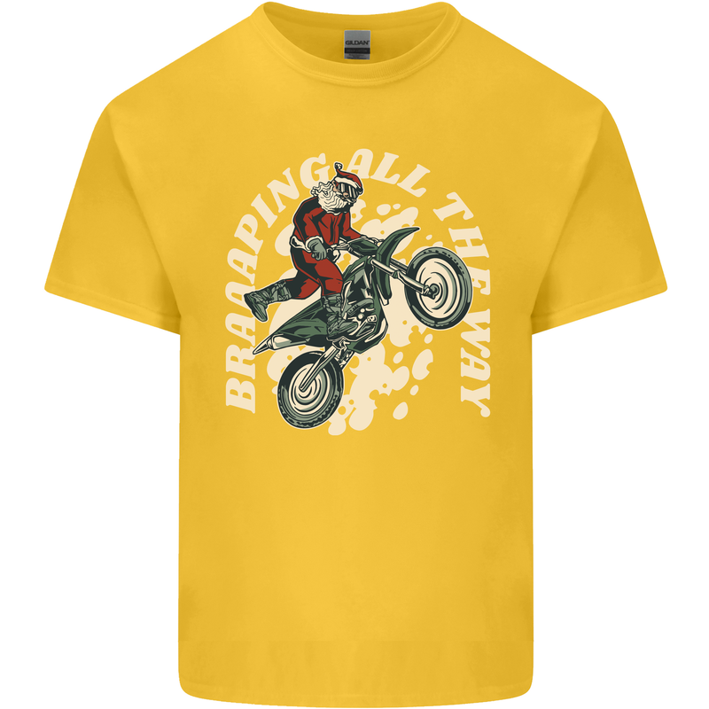 Motocross Christmas Santa MotoX Biker Motorcycle Kids T-Shirt Childrens Yellow